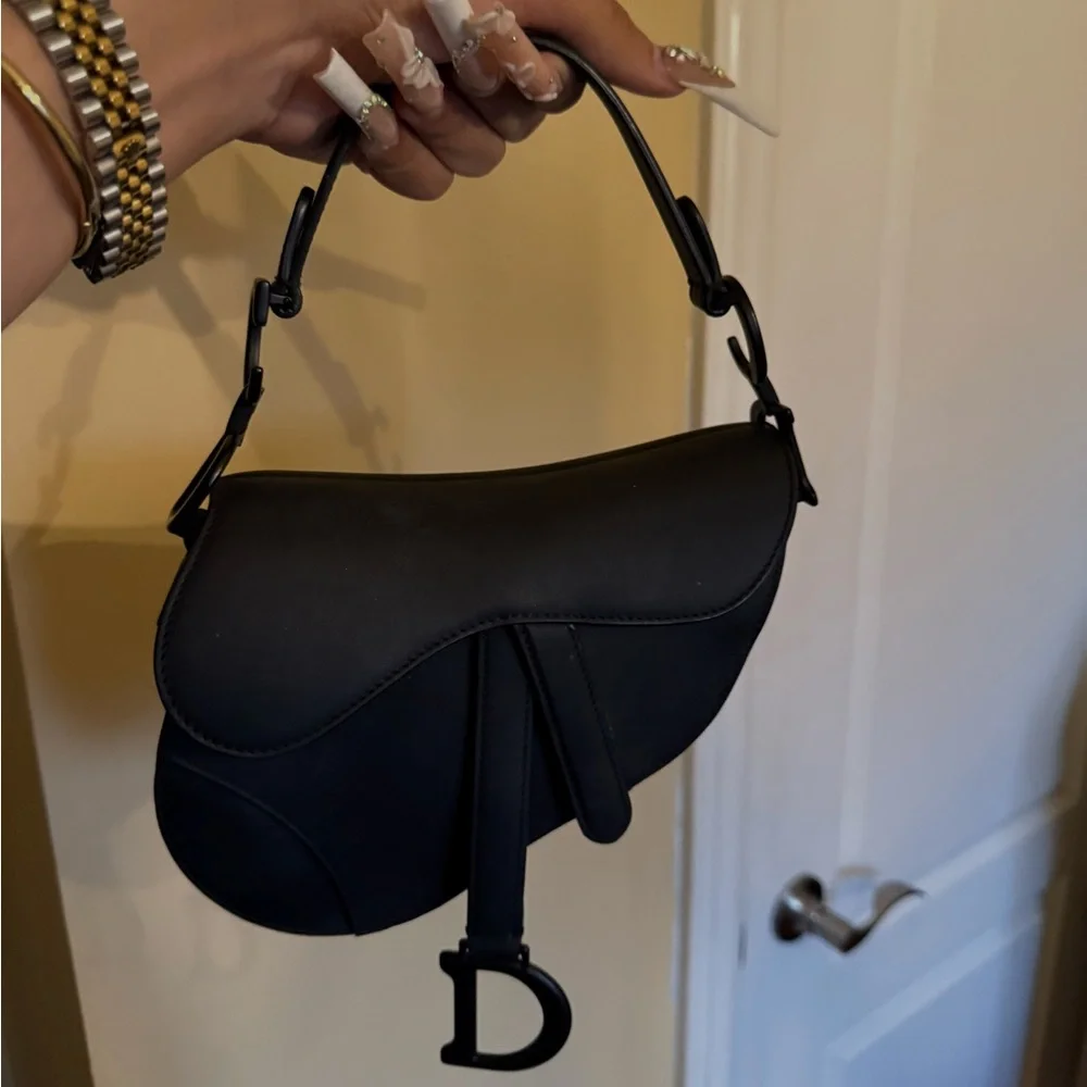 Christian Dior Black Ultramatte calfskin Leather Mini Saddle Bag - Picture 1 of 7